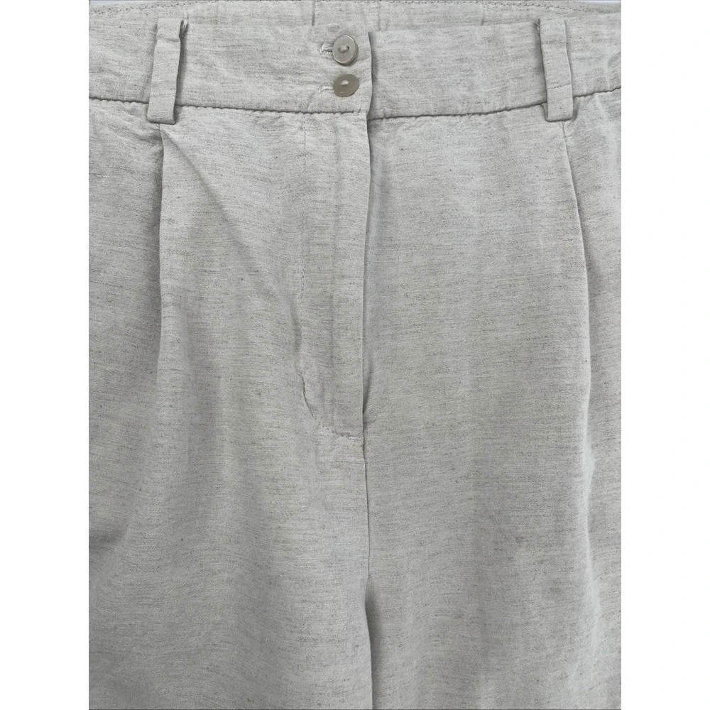 H&M Womens Linen Blend Crop Tan Wide Leg‎ Pants Casual Boho Beachy Resort Size 8